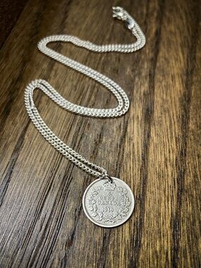 1919 Sterling Silver George V Coin Necklace, 18-inch